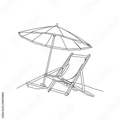 beach chair and umbrella