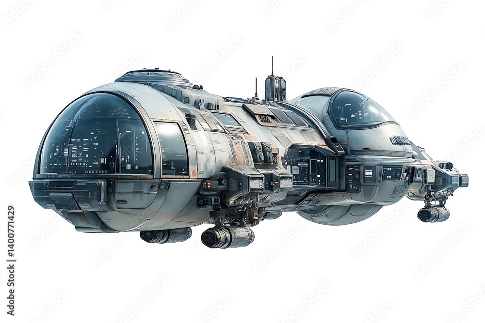 Obraz premium 3D Interstellar Colony Digital Spaceship with Biome Pods.