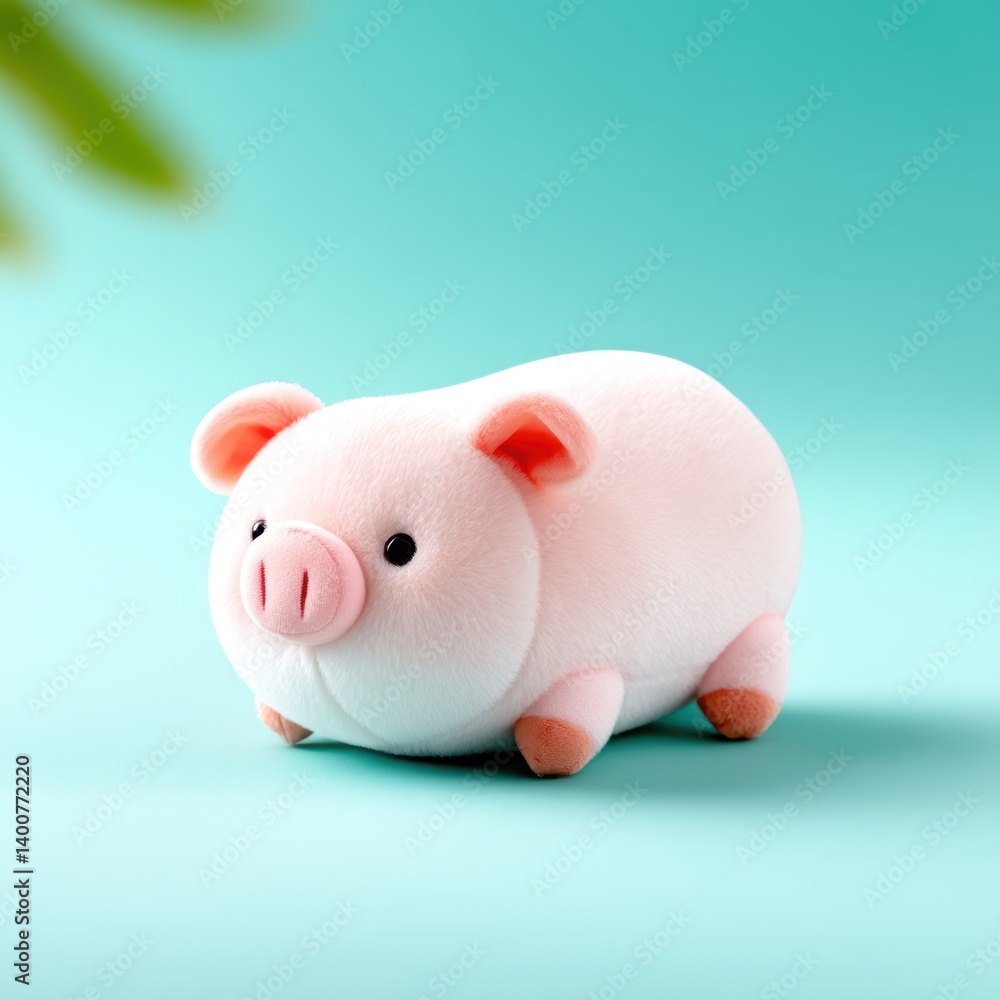 A cute, plush pig toy resting on a soft, colored background, designed to evoke warmth and playfulness. A cute, plush pig toy resting on a soft, colored background, designed to evoke warmth and playfulness.