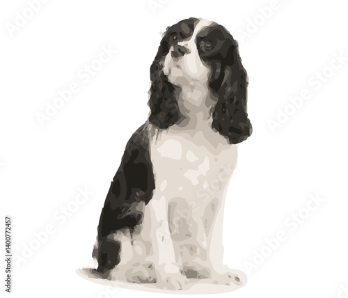 Vector Illustration of a Cavalier King Charles Spaniel Dog