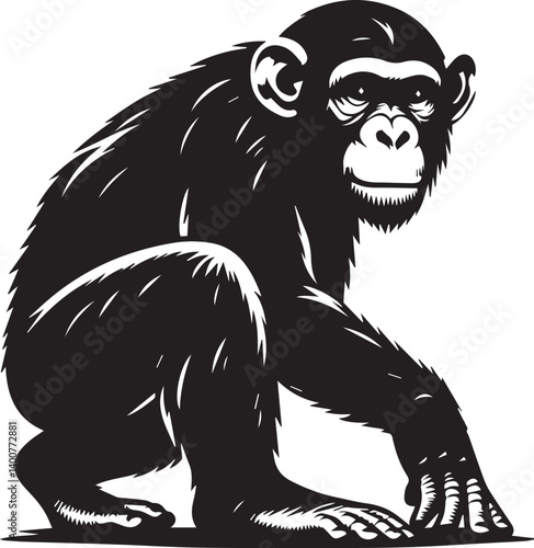 Wallpaper Mural Monkey Clipart Silhouette, monkey illustration, monkey silhouette vector isolated on white background Torontodigital.ca