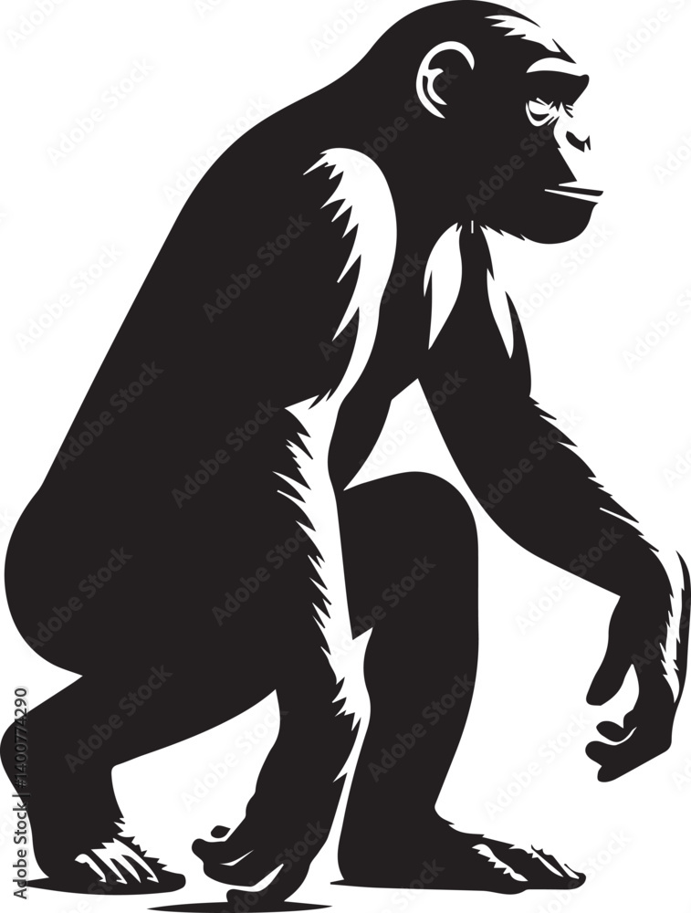Obraz premium Monkey Clipart Silhouette, monkey illustration, monkey silhouette vector isolated on white background