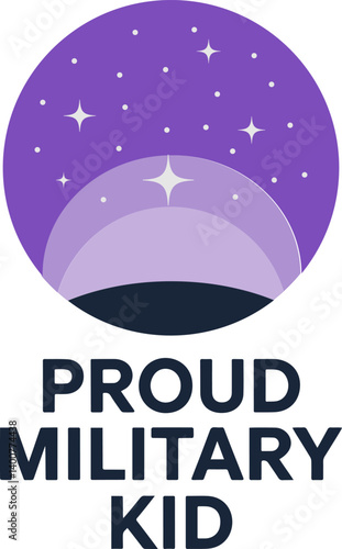 Minimalist Purple Circle with Stars – Proud Military Kid Design