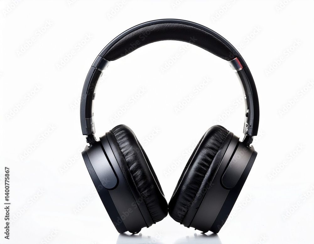 a pair of over ear wireless headphones in matte black isolated on white background a pair of over ear wireless headphones in matte black isolated on white background