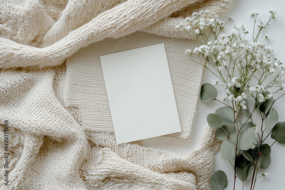 Cozy Blanket with Greeting Card and Flowers