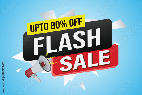 flash sale word mega phone concept vector illustration and 3d style, landing page, template, ui, web, mobile app, poster, banner, flyer, background, gift card, coupon, label, wallpaper

