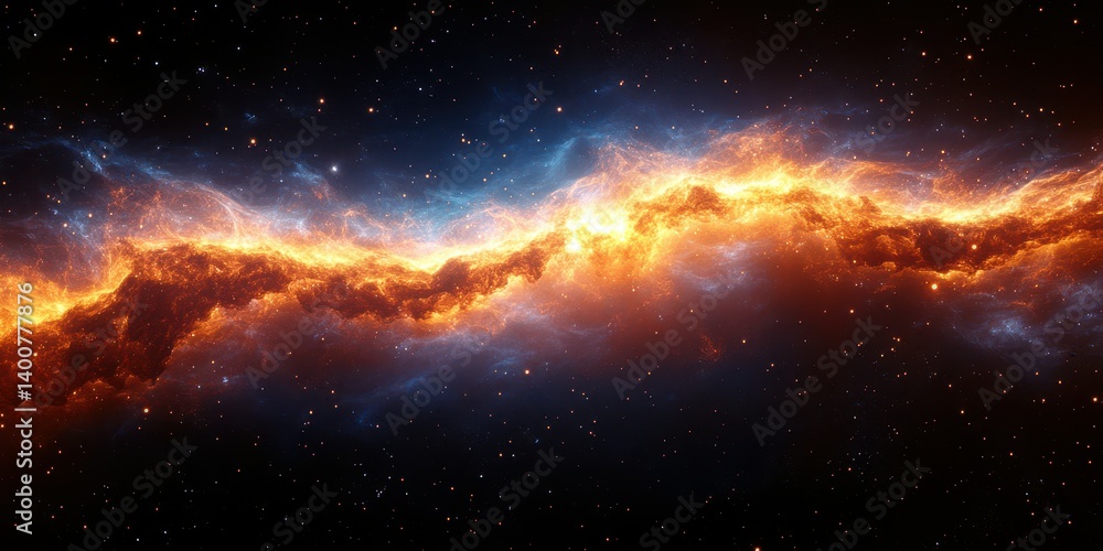 Fototapeta premium Stunning cosmic nebula displaying vibrant colors and a mesmerizing blend of gases in deep space