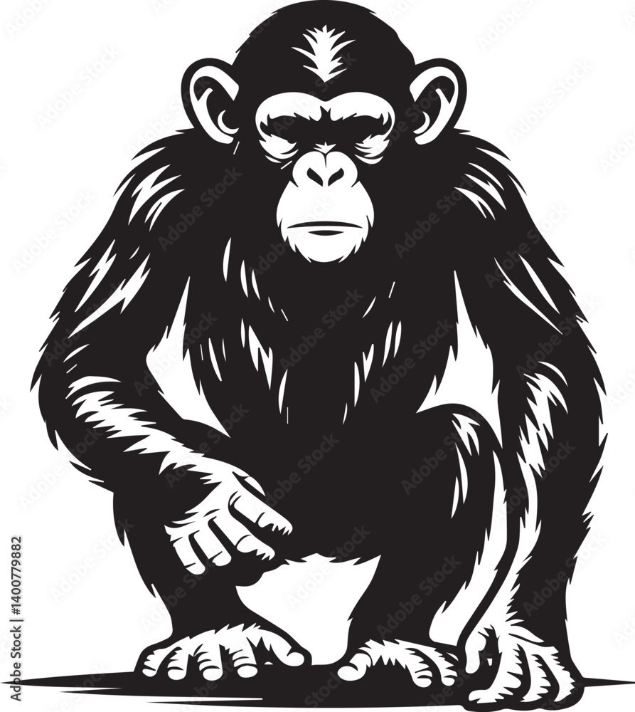 Obraz premium Monkey Clipart Silhouette, monkey illustration, monkey silhouette vector isolated on white background