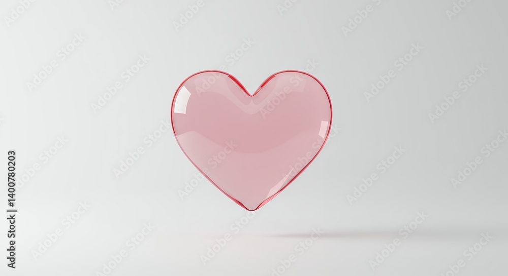 Delicate pink heart shape on subtle white background emphasizing affection and tenderness Delicate pink heart shape on subtle white background emphasizing affection and tenderness