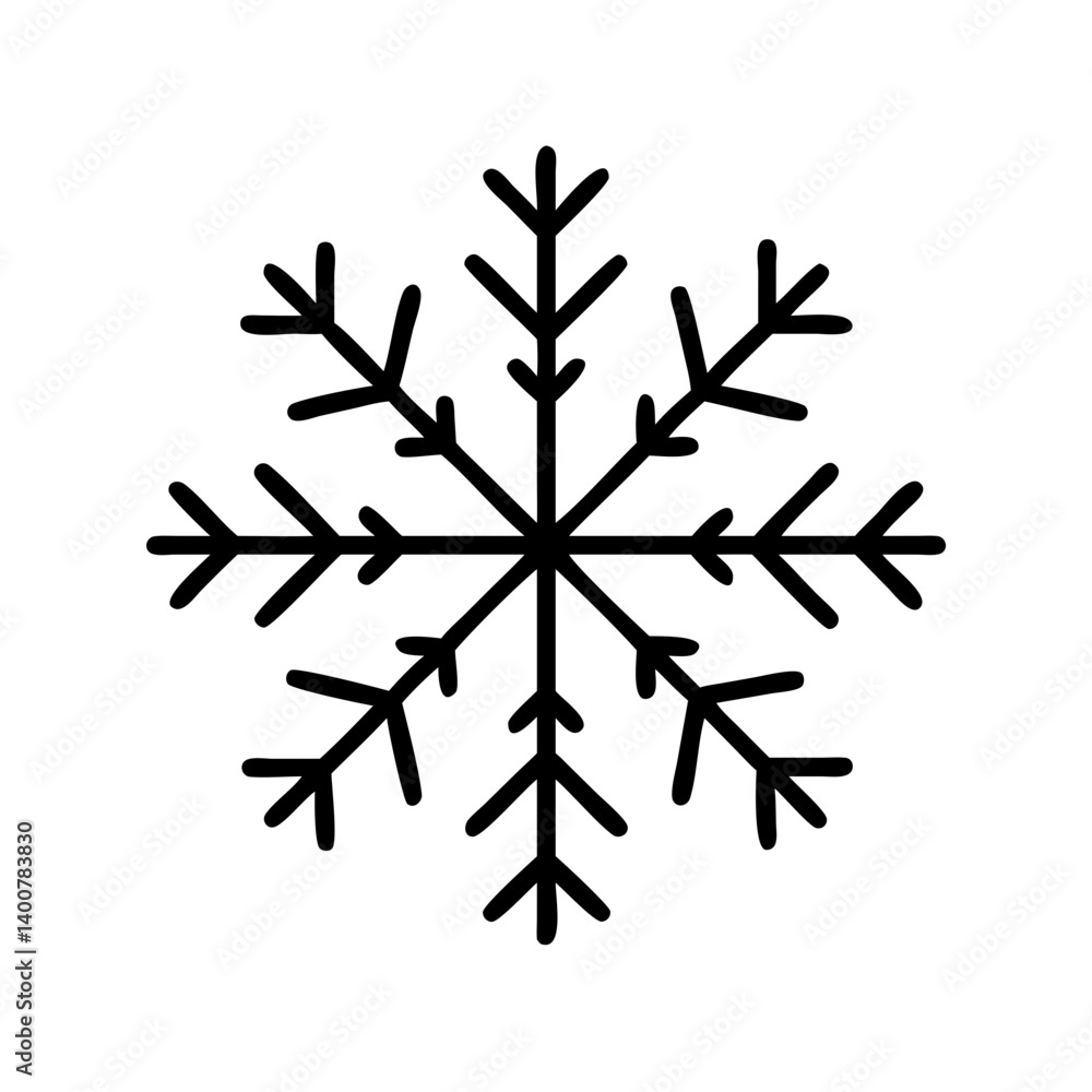 Black snowflake icon on transparent background Black snowflake icon on transparent background