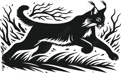 Wallpaper Mural Lynx animal vector silhouette Torontodigital.ca