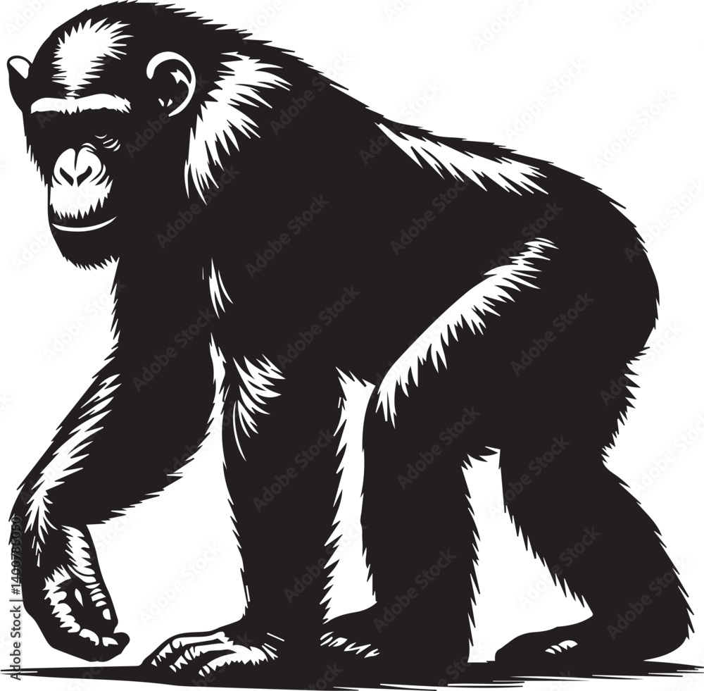 Fototapeta premium Monkey Clipart Silhouette, monkey illustration, monkey silhouette vector isolated on white background