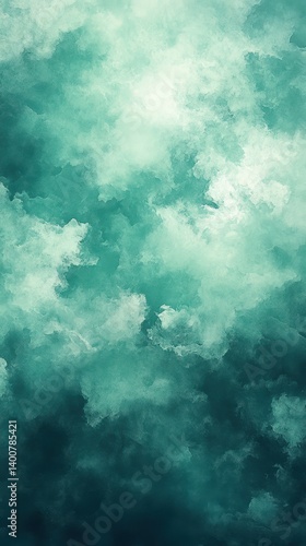 Abstract teal and white cloudy background created with soft textures resembling the sky or artistic design elements