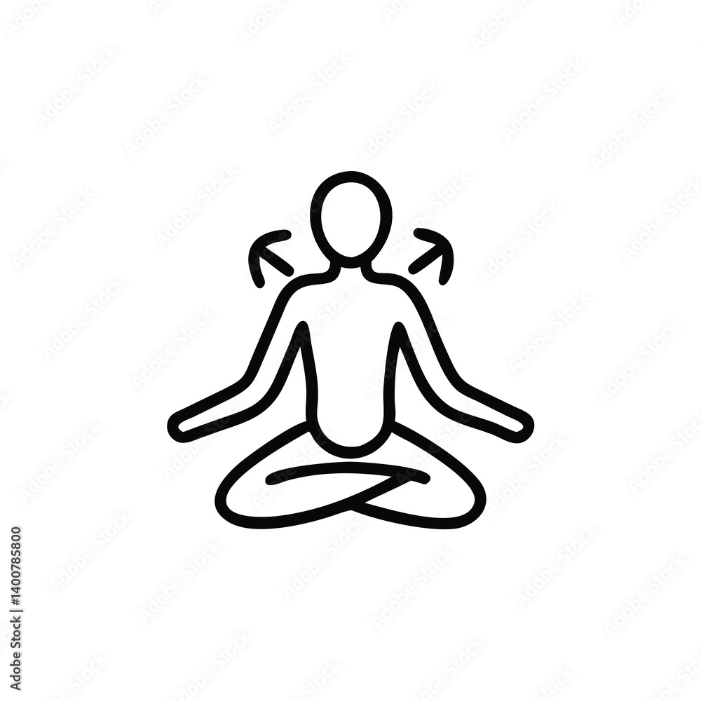 Meditation Pose Person Silhouette With Shoulder Exercise Indication For Health And Wellness Lifestyle Meditation Pose Person Silhouette With Shoulder Exercise Indication For Health And Wellness Lifestyle