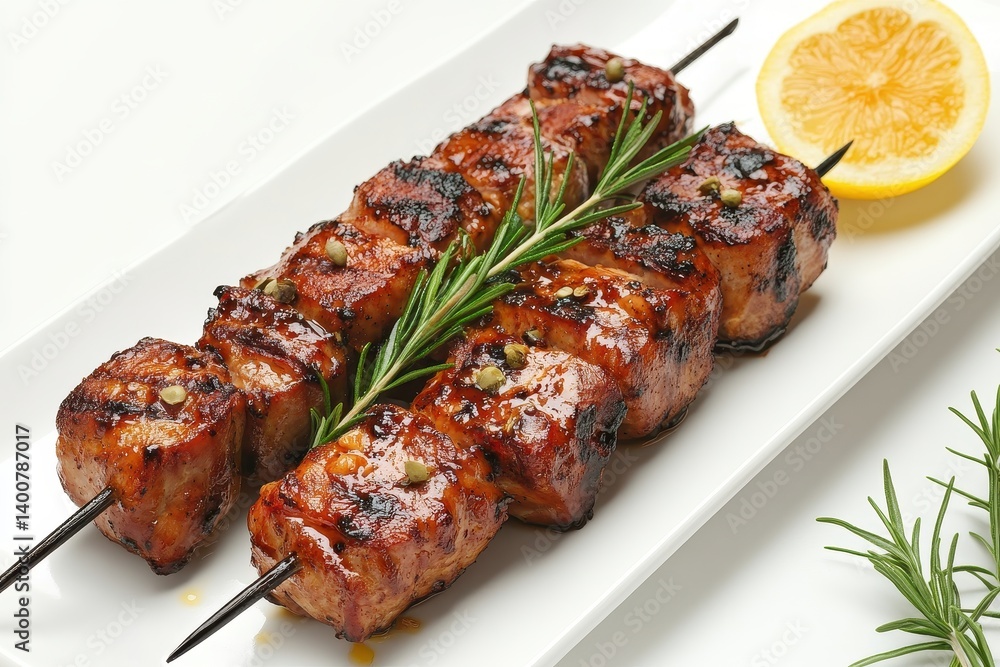 Grilled skewers of meat with rosemary Grilled skewers of meat with rosemary