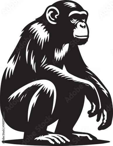 Wallpaper Mural Monkey Clipart Silhouette, monkey illustration, monkey silhouette vector isolated on white background Torontodigital.ca