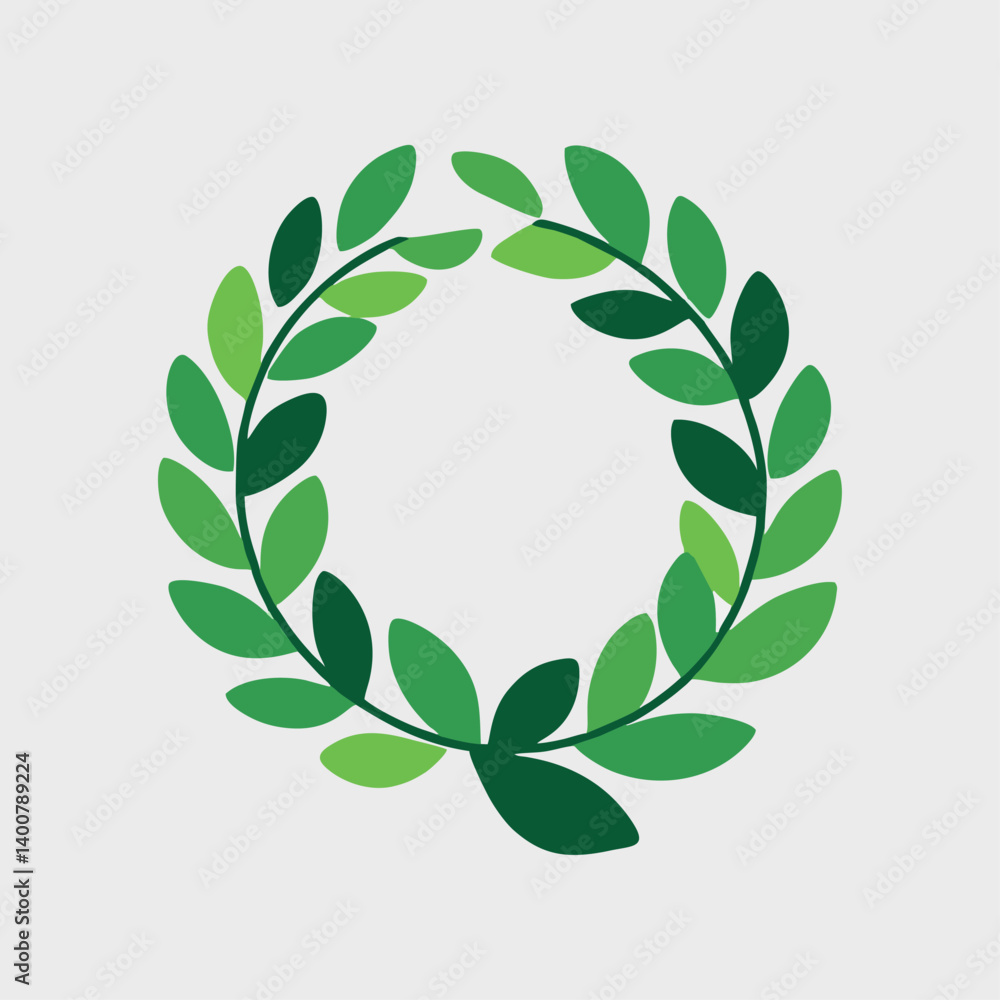 Eco-friendly branch and leaf icon in circular badge flat design