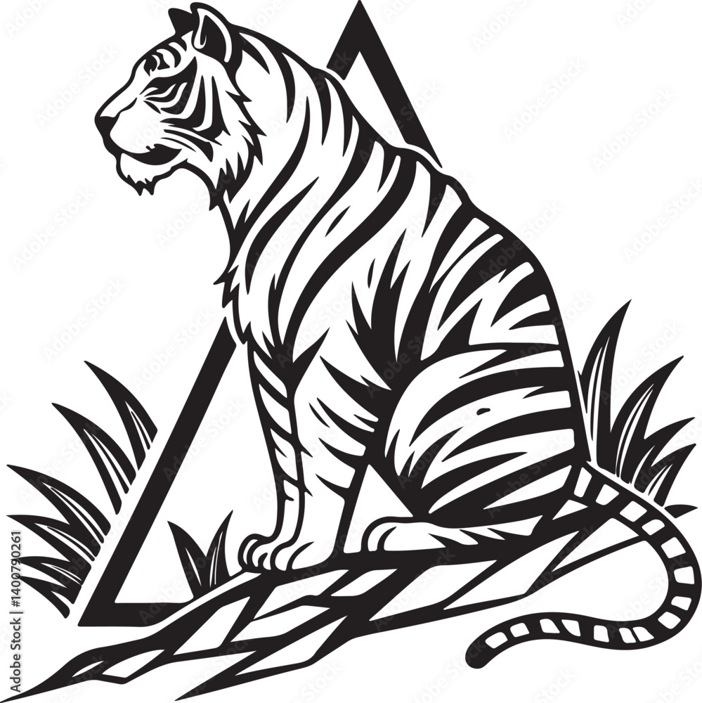 Obraz premium Tiger vector illustration on white background