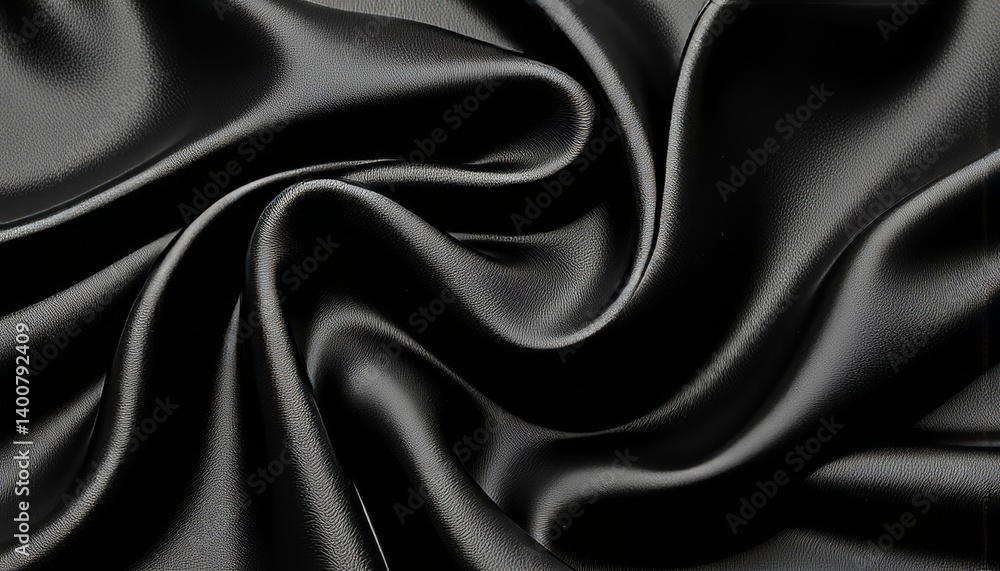 Obraz premium Black silk fabric draped elegantly in smooth texture 