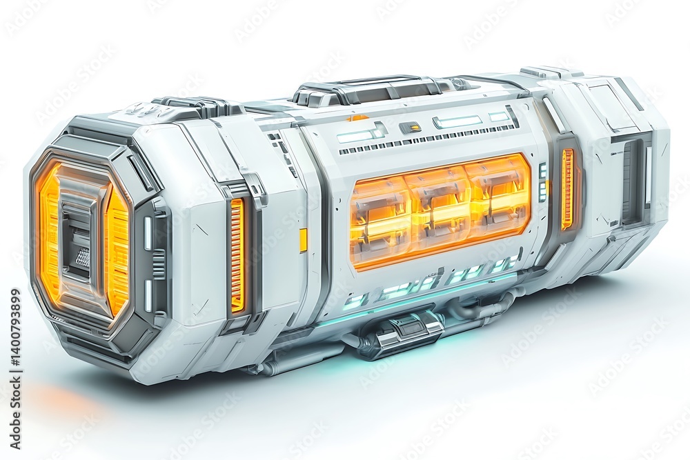 3D High-Tech Cargo Digital Spaceship with Modular Storage. 3D High-Tech Cargo Digital Spaceship with Modular Storage.