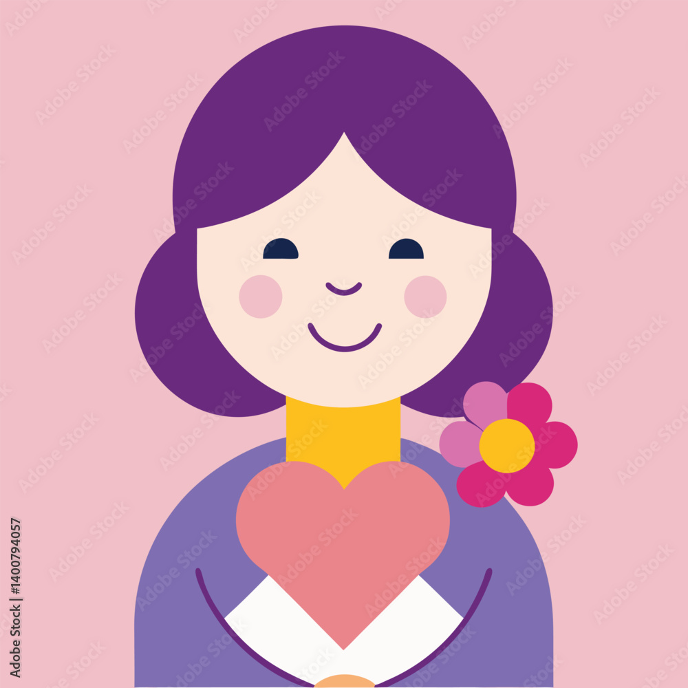 Cute mom holding gifts in floral background. Cute mom holding gifts in floral background.