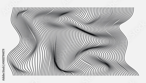 Wavy black and white lines forming a fluid abstract topographic pattern