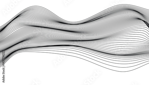 Monochrome abstract horizon with fluid horizontal lines