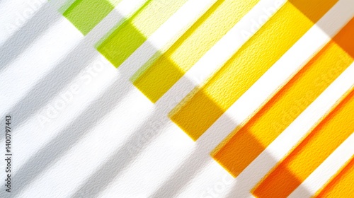 Abstract colorful stripes and sunlight shadows create a vibrant diagonal pattern design.