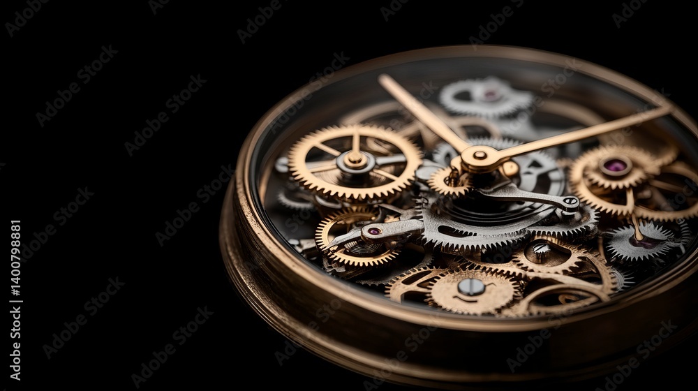 Showcase of ornamental clock gear craftsmanship mechanical watch clockwork details in a dark environment Showcase of ornamental clock gear craftsmanship mechanical watch clockwork details in a dark environment
