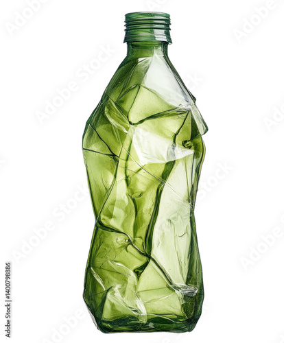 Crumpled plastic bottle, garbage, pollution of nature, recyclable materials isolated, no background.