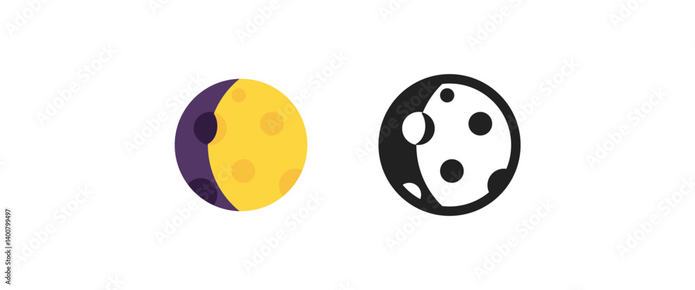 Naklejka premium Yellow Crescent Moon Emoji