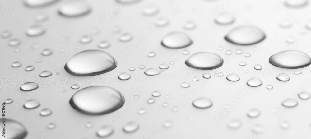 Water Drops, White Surface, Shiny, Metallic, Water Repellent Coating, Automobile Paint Water Drops, White Surface, Shiny, Metallic, Water Repellent Coating, Automobile Paint