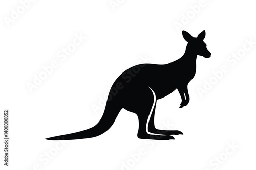 Kangaroo silhouette on white background