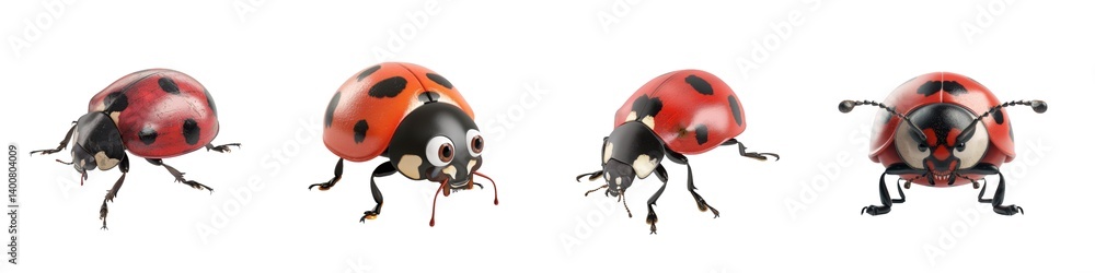 Cute cartoon ladybugs with different expressions and patterns Cute cartoon ladybugs with different expressions and patterns