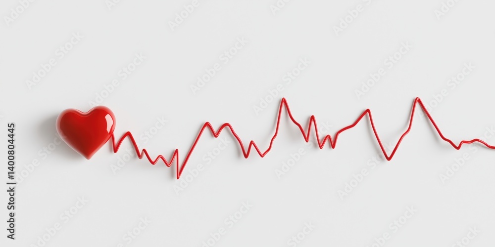 Simple red heartbeat line on a white background, drawn in a minimal style. Clean and modern layout with plenty of empty space, perfect for healthcare messaging, cardiology themes, or branding Simple red heartbeat line on a white background, drawn in a minimal style. Clean and modern layout with plenty of empty space, perfect for healthcare messaging, cardiology themes, or branding