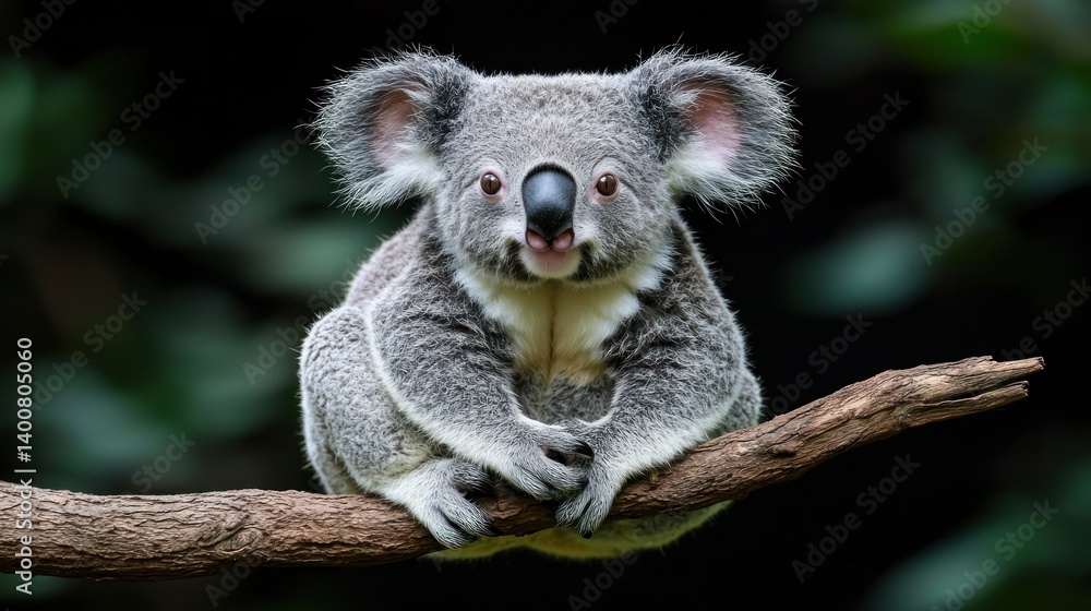 Fototapeta premium Adorable Koala on a Branch: Australian Wildlife Photography