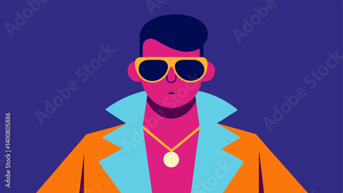 Fashion Statement A trendy character poses confidently dressed in stylish highfashion attire but their enormous glossy sunglasses obscure their eyes entirely. The illustration