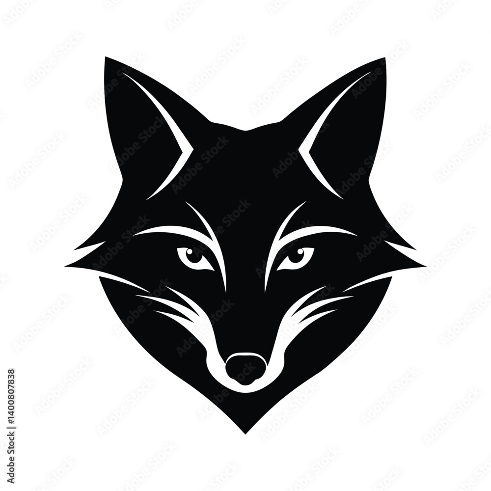 Fototapeta premium fox head sharp ears vector art silhouette