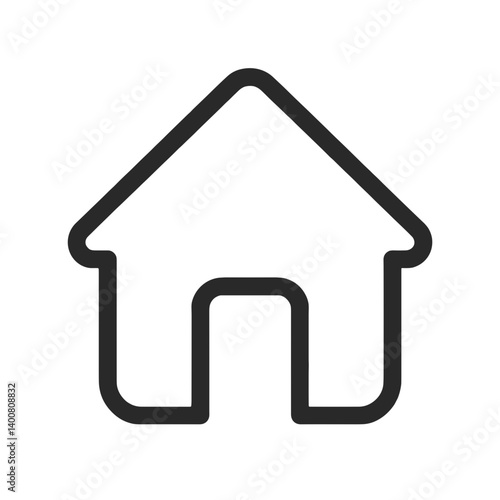 Minimalist House Icon with Dark Glow Outline – Vector on Transparent Background