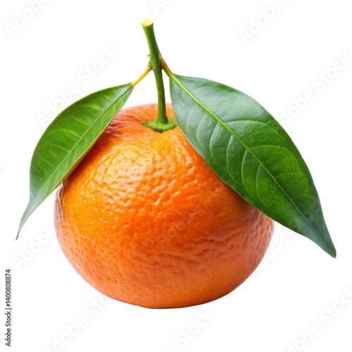 clementine  vector image with leaf on transparent background