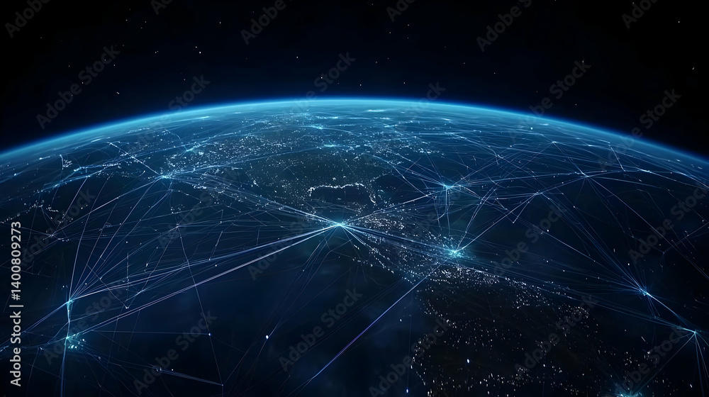 Obraz premium Global Network Of Cities At Night From Space