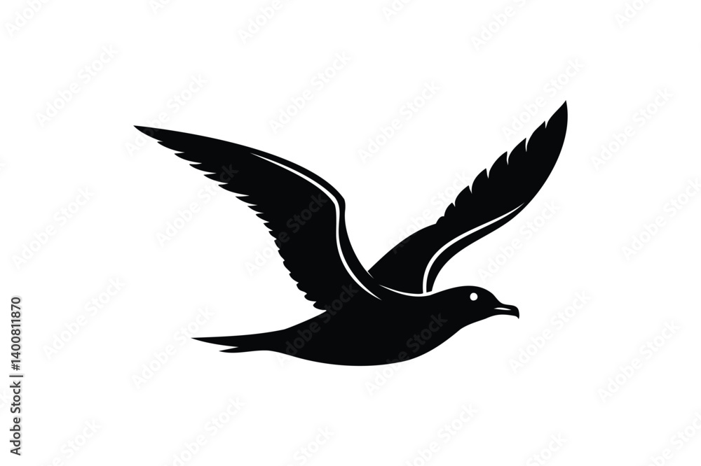 Obraz premium Seagull flying silhouette on white background