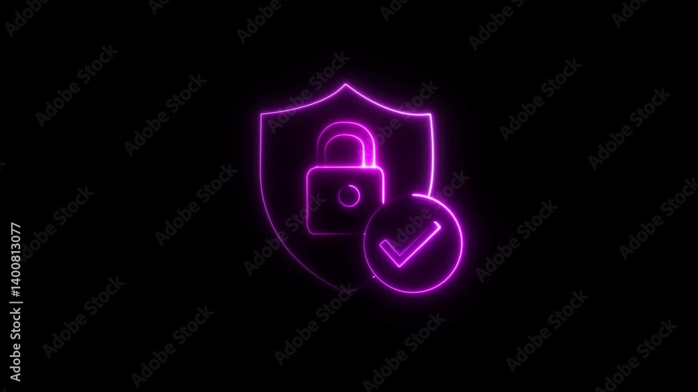 glowing neon blue color lock animation icon security privacy password protection safety animated on black background glowing neon blue color lock animation icon security privacy password protection safety animated on black background
