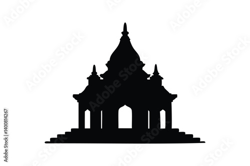 Temple silhouette on white background