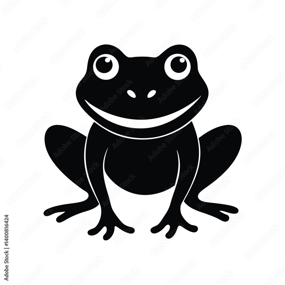 Obraz premium frog face smile vector art silhouette