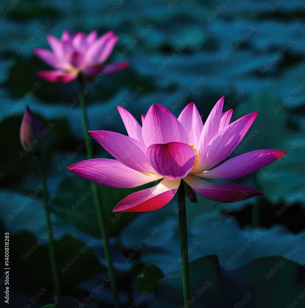 Obraz premium lotus flower blooms in the lake