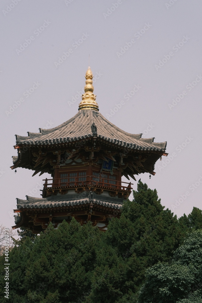 Fototapeta premium Ancient pavilion building of Xingqing Palace in the Tang Dynasty