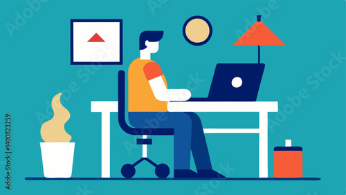 Home Office A person with a disability working from home in a welladapted workspace featuring ergonomic furniture and assistive technology highlighting the importance of inclusive