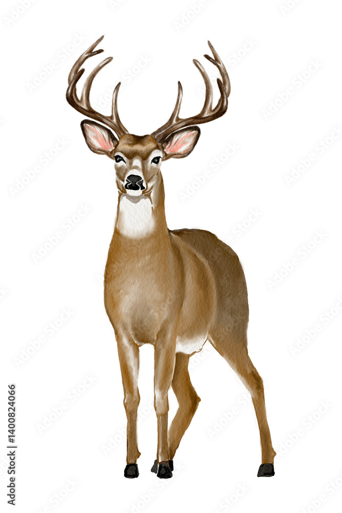 Fototapeta premium deer Hand drawn illustration on a transparent background