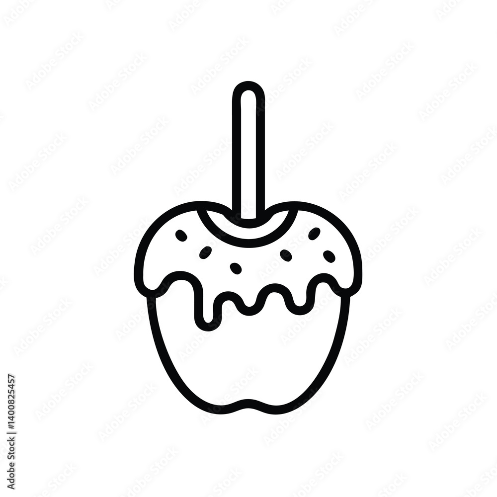 Simple Line Art Illustration Of A Delicious Caramel Apple With Sprinkles Ready For Trick Or Treat Simple Line Art Illustration Of A Delicious Caramel Apple With Sprinkles Ready For Trick Or Treat